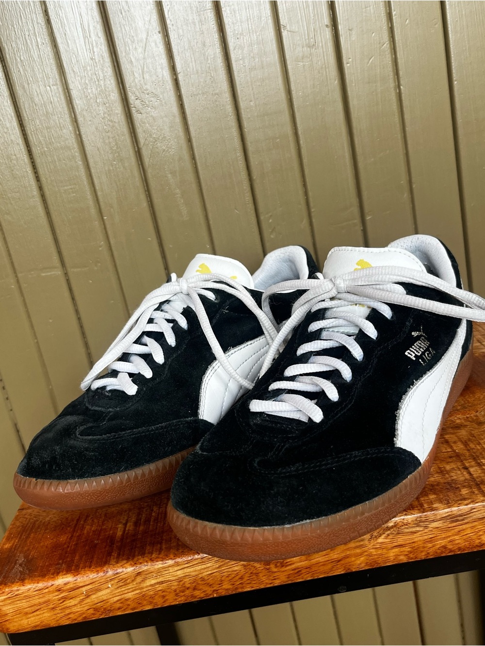 Puma Liga Black Suede White Formstripe Gum Sole